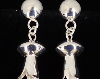 Squash Blossom Earrings Sterling Silver: Marie Yazzie, Navajo