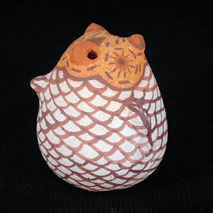 Zuni Pottery Owl Handmade Small Miniature Polychrome Owl Erma Kallestewa Homer Native American - Signed