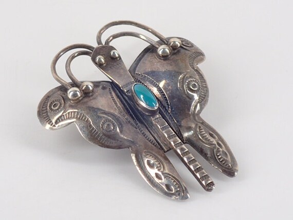 Vintage Old Navajo Sterling Silver Butterfly Pin … - image 10