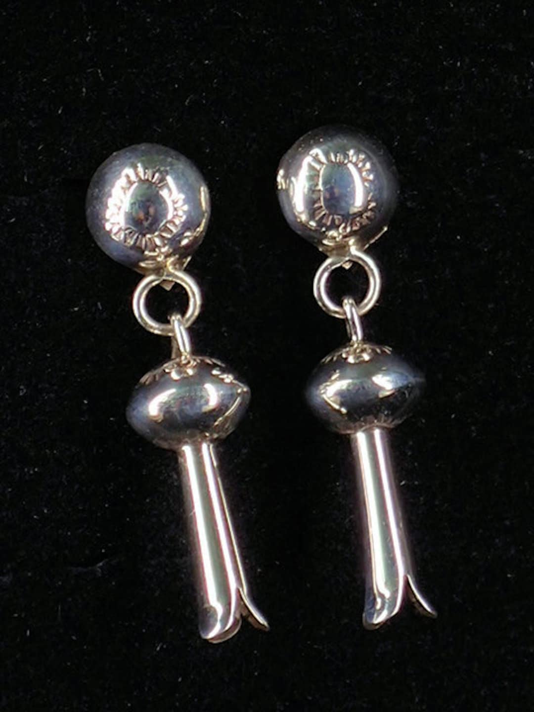 Navajo Jewelry Earring Sterling Silver Squash Blossom Stud