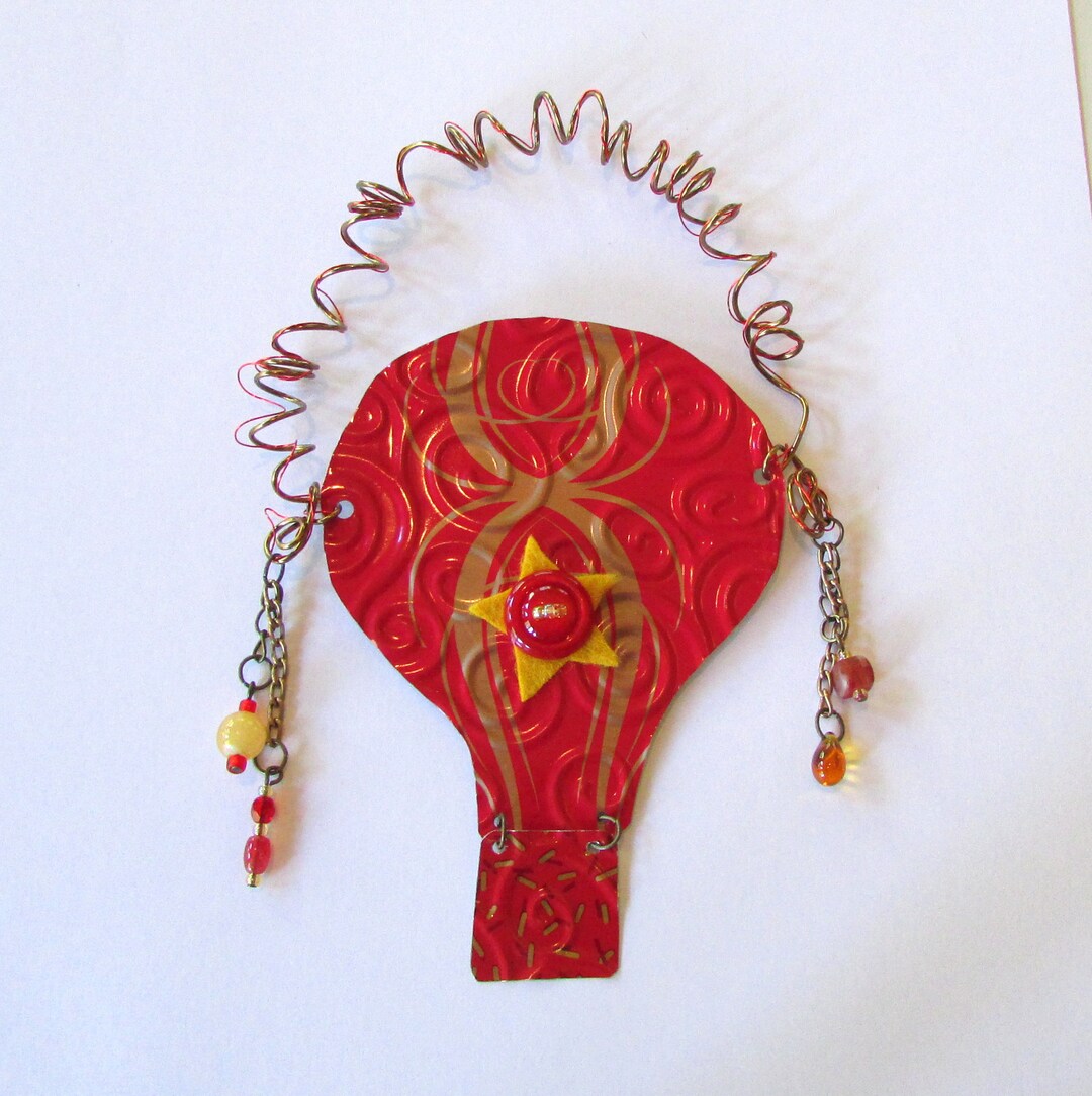 Hot Air Balloon Ornament Red Balloon Wall Decor Metal Balloon