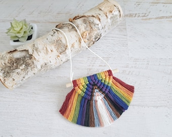 Progressive Pride Mini Macrame Wall Hanging