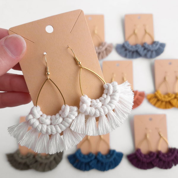 TEARDROP Earrings, macrame boho earrings, minimalist earrings, bridesmaid gifts