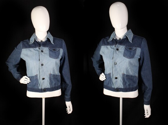 Vintage 1970s Patchwork Denim Jacket - Small