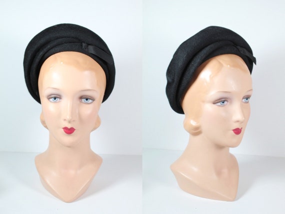Vintage 1950s Clover Lane Black Velour Women's Til