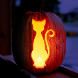 Printable Cat Pumpkin Carving Stencil | Halloween Pumpkin Cat Carving Template | Cat Jack-o-Lantern Stencil