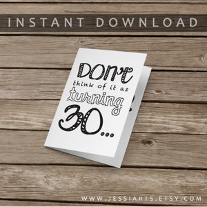 Tarjeta de cumpleaños divertida / Tarjeta de cumpleaños número 30 / Descarga instantánea