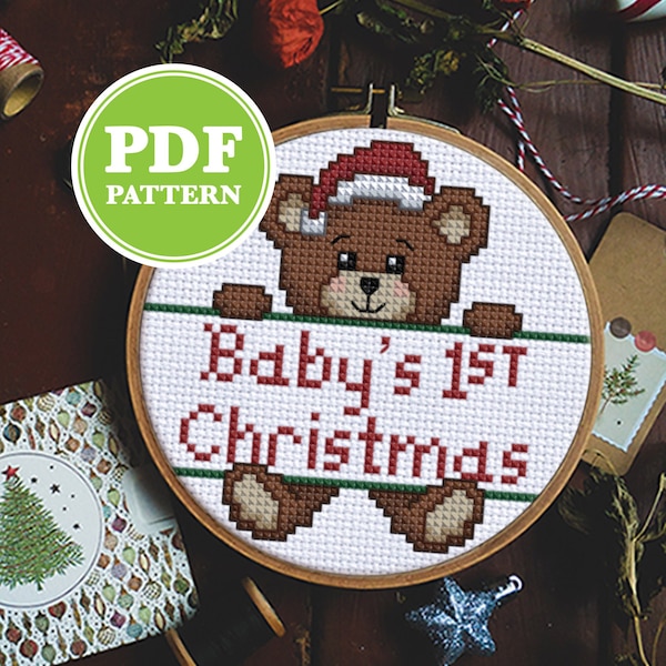 Baby's First Christmas Cross Stitch Pattern PDF | Baby's First Cross Stitch Pattern Download