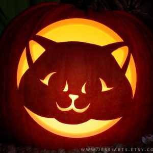 Printable Kitten Pumpkin Carving Stencil | Halloween Pumpkin Cat Carving Template | Kitten Jack-o-Lantern Stencil