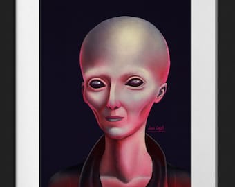 Extraterrestrial - Glicee Art Print | Alien Grey Wall Decor | Alien Wall Art