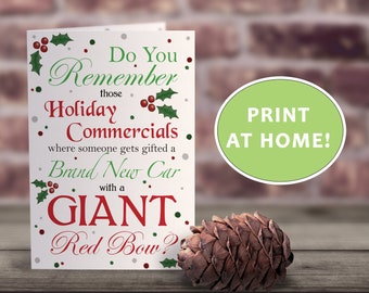 Printable Funny Holiday Card | Remember Those Commercials? Funny Greeting Card | Instant Download