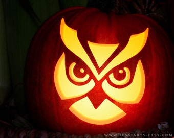 Printable Owl Pumpkin Carving Stencil | Halloween Pumpkin Carving Template | Owl Pumpkin Carving