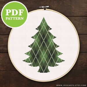Argyle Pine Tree Cross Stitch Pattern PDF Christmas Cross Stitch ...
