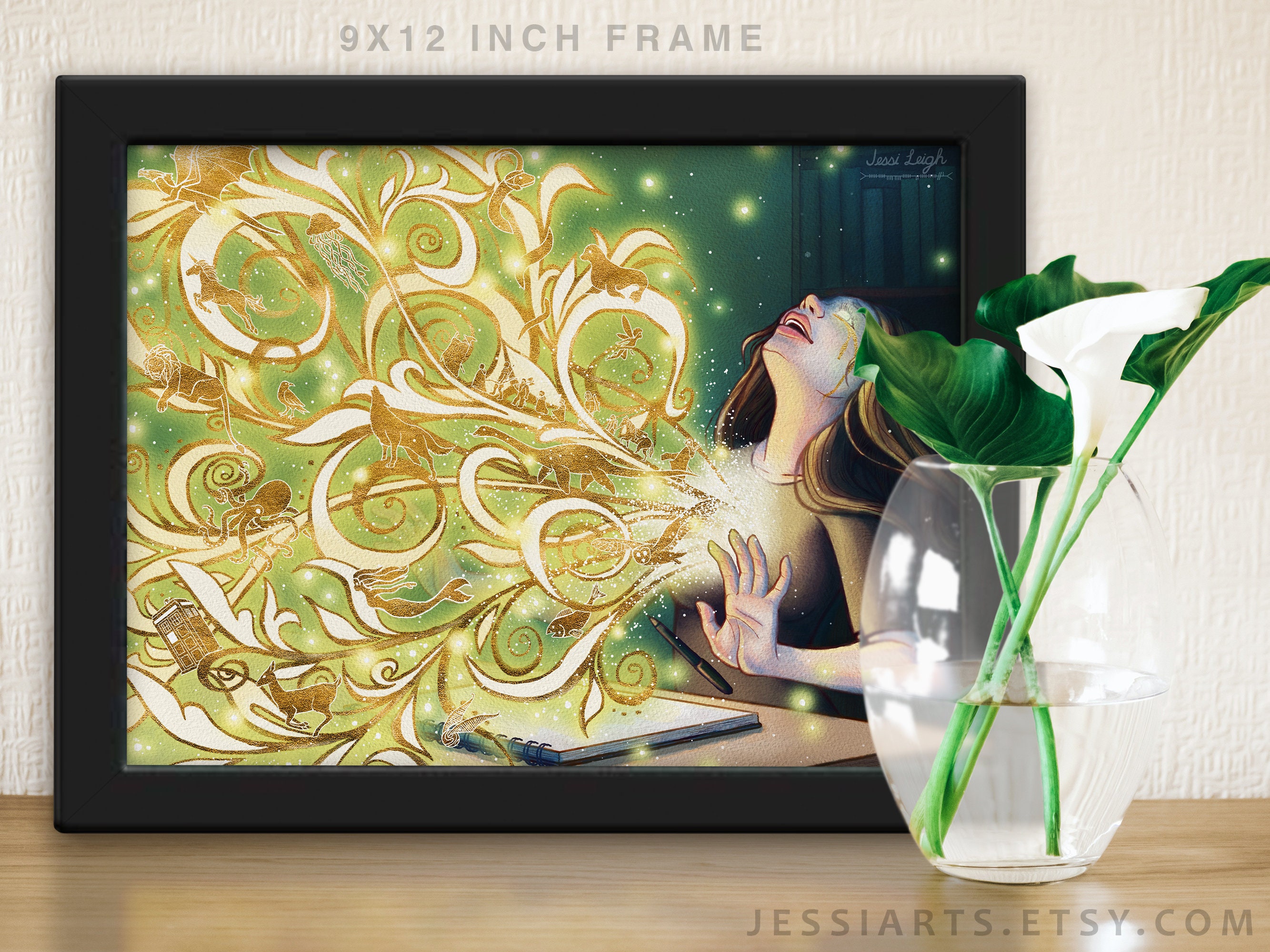 Framed Fantasy Art Print Creation Wall Decor Etsy