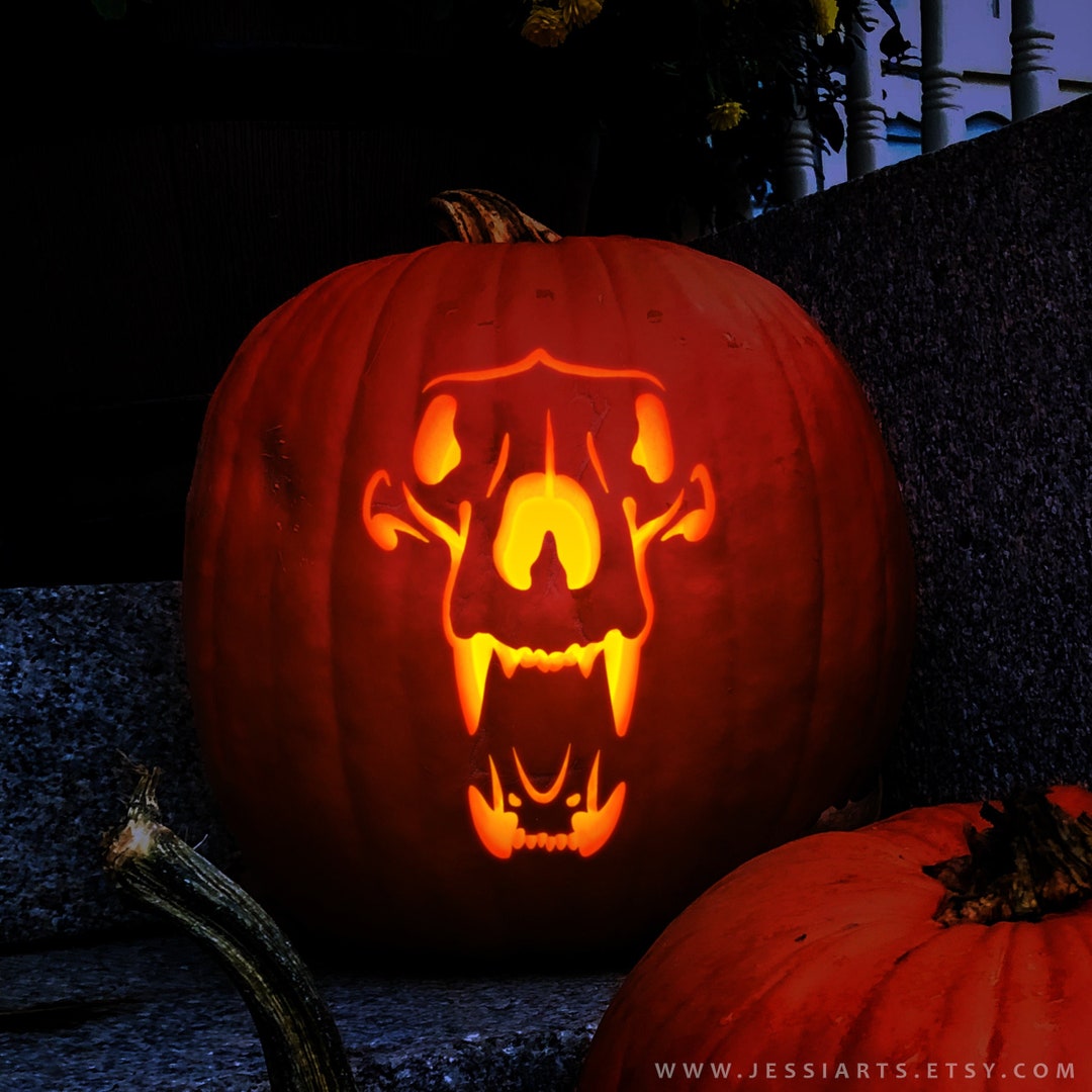 Printable Bear Skull Pumpkin Carving Stencil Halloween Pumpkin Carving ...