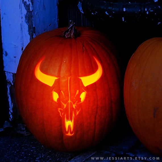 Demon Pumpkin Carving Stencil