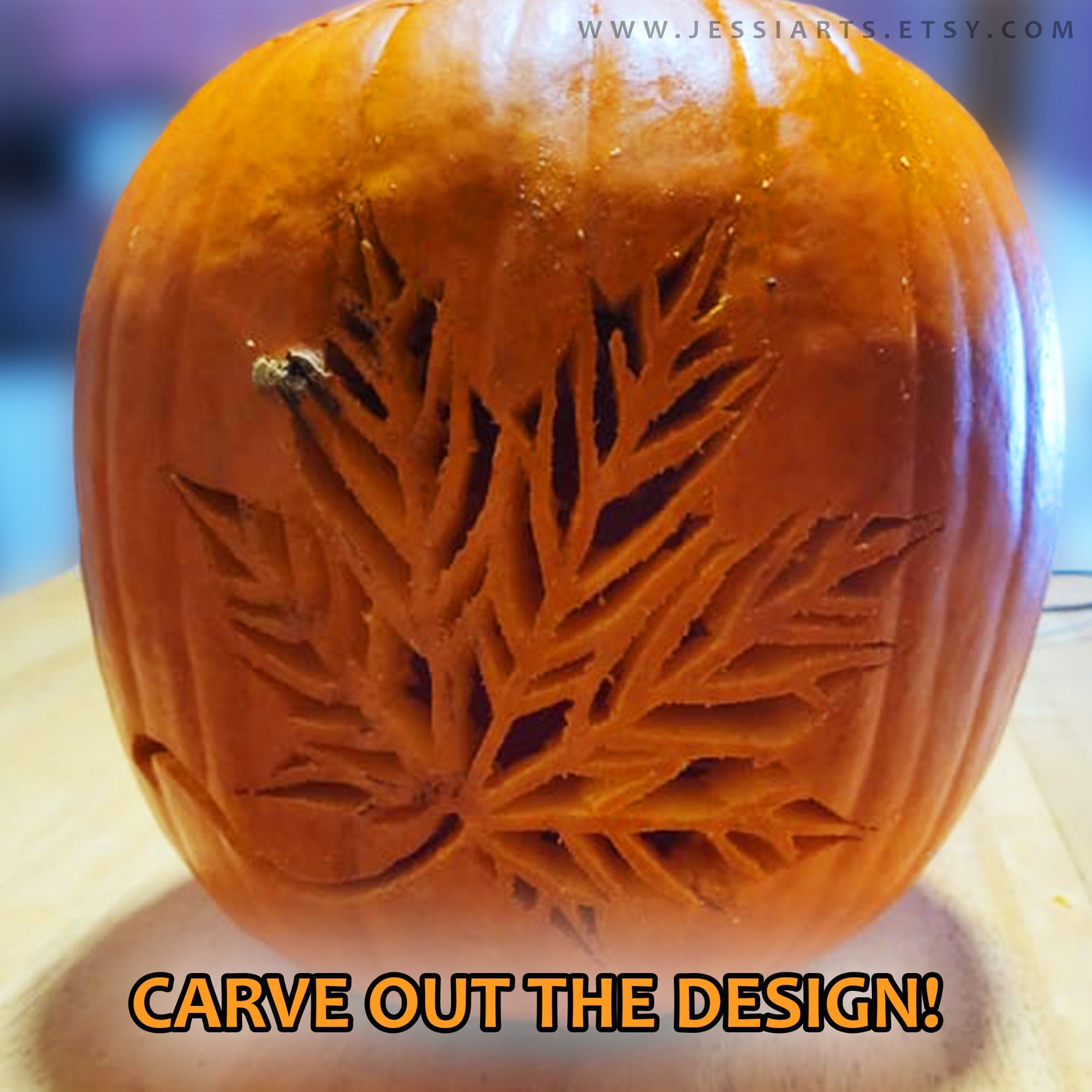 Printable Maple Leaf Pumpkin Carving Stencil Halloween Etsy