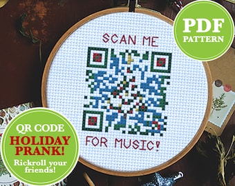 Holiday Prank Cross Stitch Pattern PDF | Rick Roll Cross Stitch Pattern Download