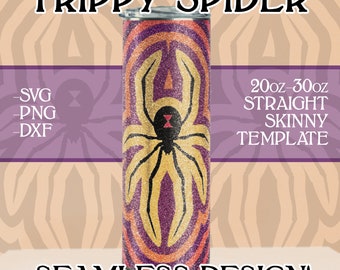 Trippy Spider Tumbler Template SGV | 20oz - 30oz Skinny Straight Halloween Tumbler Design