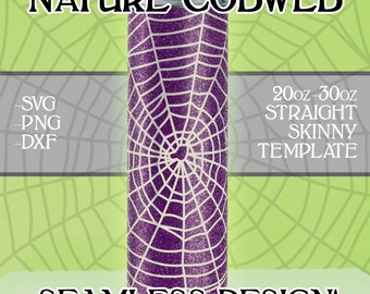 Nature Cobweb Tumbler Template SGV | 20oz - 30oz  Skinny Straight Halloween Tumbler Design