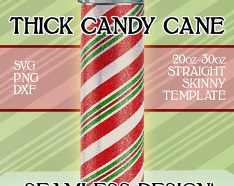 Thick Candy Cane Tumbler Template SGV | 20oz - 30oz  Skinny Straight Holiday Tumbler Design