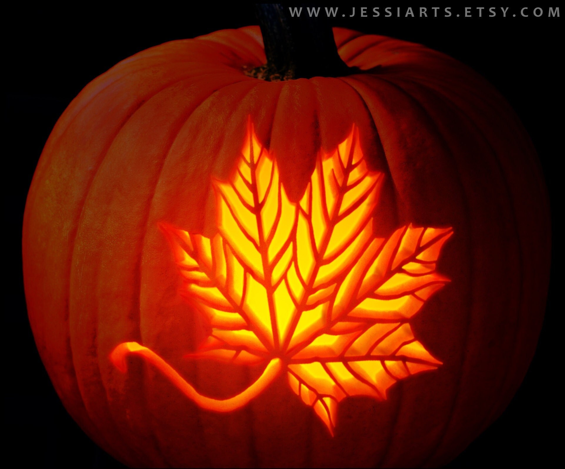 Printable Maple Leaf Pumpkin Carving Stencil Halloween Etsy