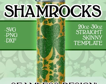 Shamrock Tumbler Template SGV | 20oz - 30oz  Skinny Straight Tumbler Design