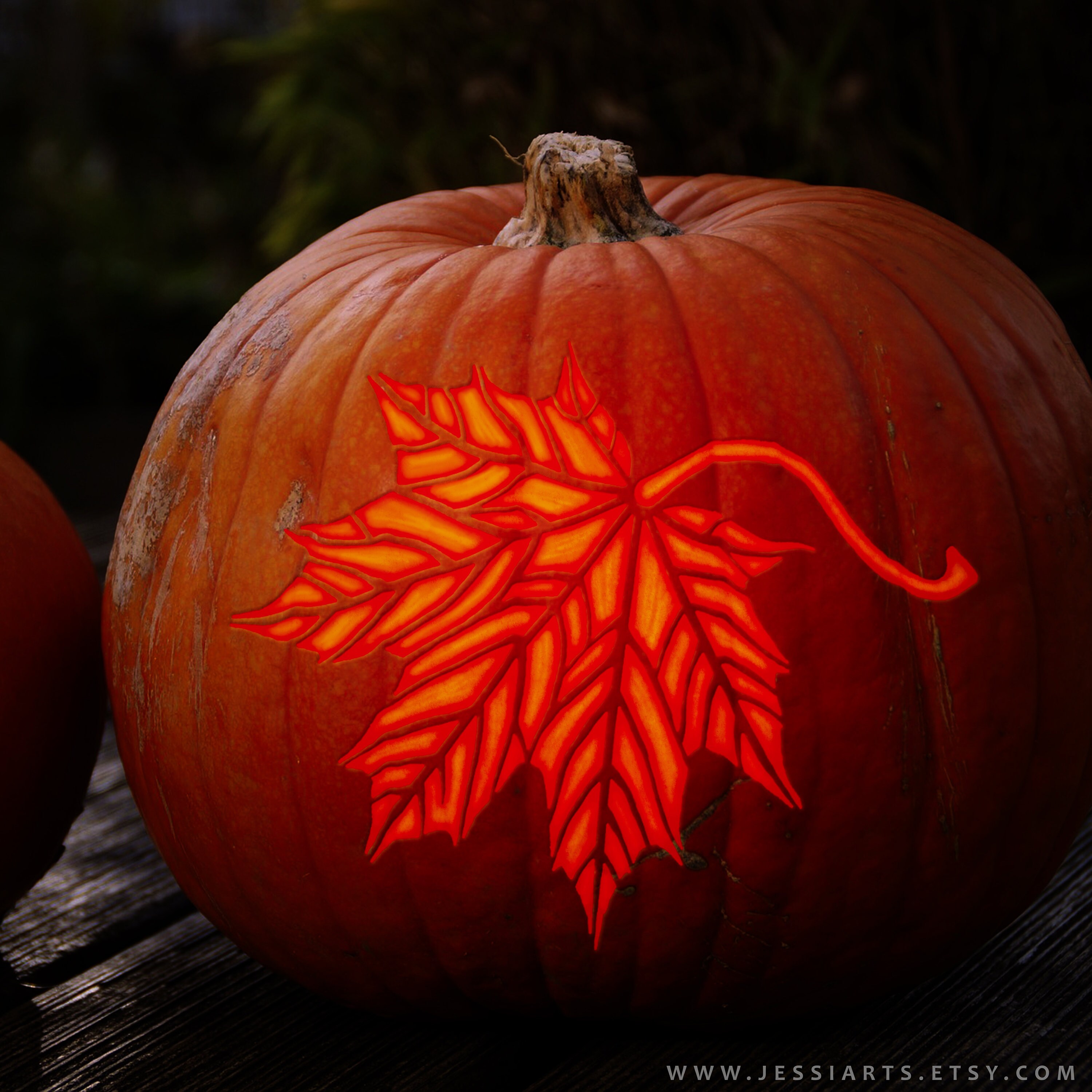 Printable Maple Leaf Pumpkin Carving Stencil Halloween - Etsy