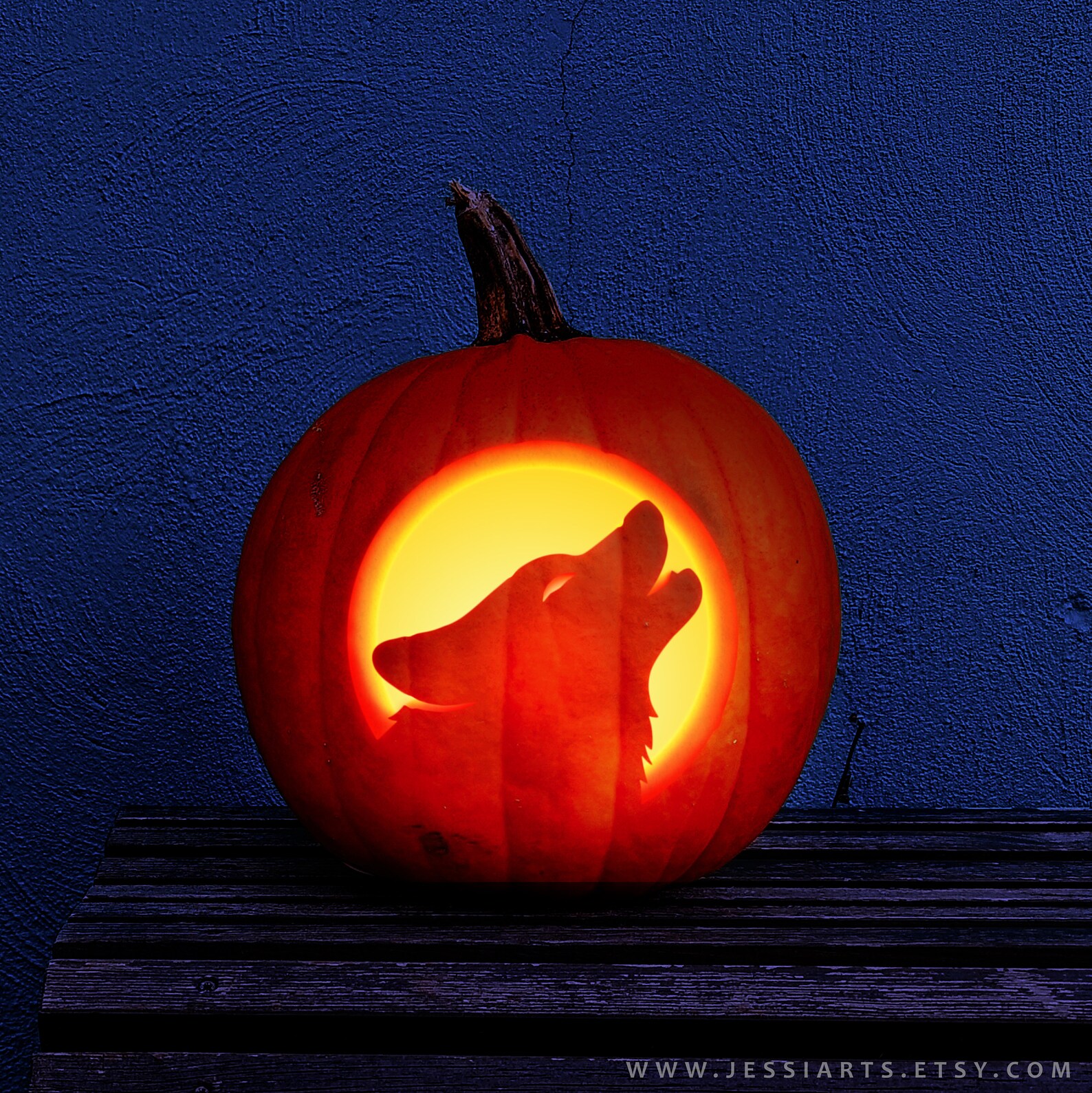Printable Wolf Pumpkin Carving Stencil Halloween Pumpkin Etsy