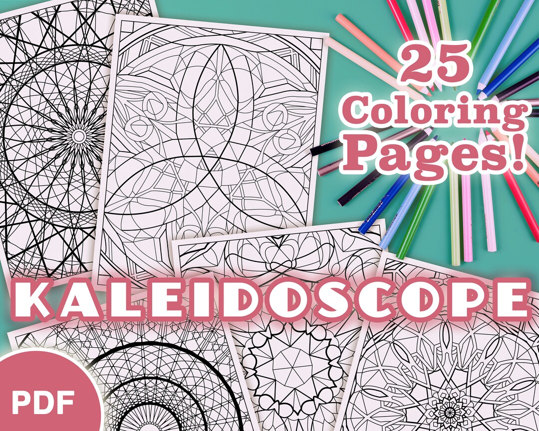 25 Kaleidoscope Coloring Pages for Relaxation Coloring Pack Instant ...