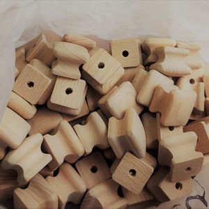 TEN (10) J Square   1&quot;  BEECH KNOBS/Pulls