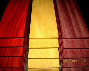 15 Pieces Exotic Yellowheart, Purpleheart, Padauk Thins 12" X 3" X 1/4"