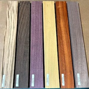 6 Piece Cutting Board Kit S4S Lumber Wood 16&quot; x 2&quot; x 3/4&quot; Walnut Padauk Purpleheart Yellowheart Zebrawood Wenge