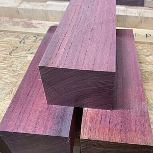 Three Exotic KILN DRIED PURPLEHEART S4S Lumber Blank Wood Turning ~12&quot; X 4&quot; X 3&quot;