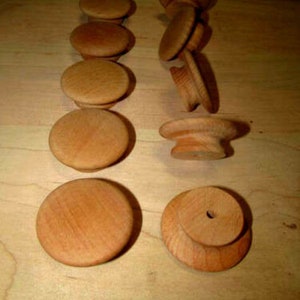 10 Pieces K4 New Unfinished Beech 2" Round Wood Cabinet Knobs / Pulls