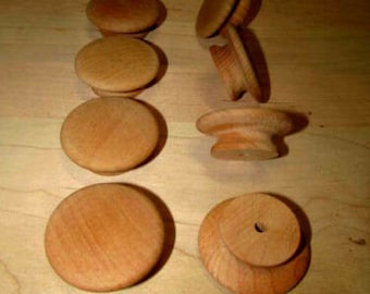 10 tiradores redondos de madera de haya K4, nuevos, sin terminar, de 2"