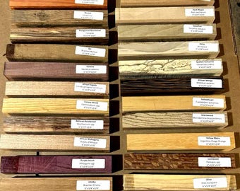26 Different Labeled Species Pen Blanks Wood Lumber Turning Lathe 6" X 3/4" X 3/4"