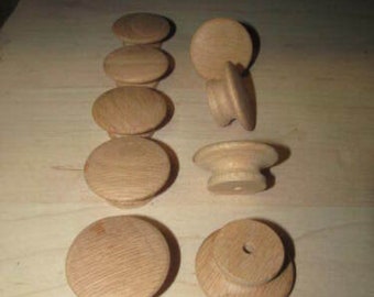 10 piezas KG nuevo roble sin terminar 2 "perillas/tiradores redondos de madera para gabinete