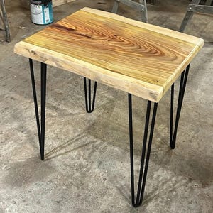 Beautiful Finished End Table Made With Exotic South American Canarywood Natural Edge