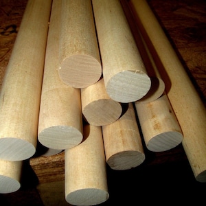 12 Pieces BIRCH  Round Dowels 12&quot; X 1 1/8&quot;