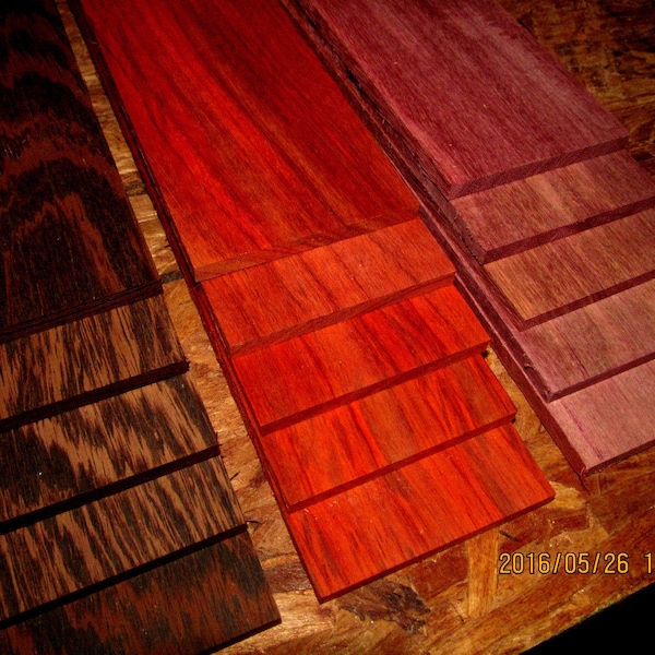 15 piezas de wengué exótico, corazón púrpura, adelgazamiento de Padauk 12" X 3" X 1/4"