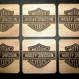 6 Pieces Harley Davidson Black Walnut Coaster Blanks 4&quot;