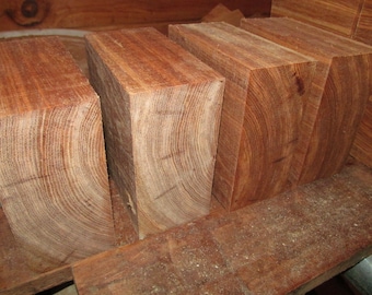 Four (4) Hickory Bowl Blanks Turning Wood Lumber Lathe 5" x 5" x3"