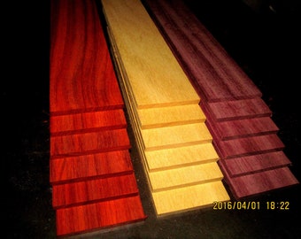 1/4": 6 Piece Multipak Thin Exotic YELLOWHEART, PURPLEHEART, PADAUK 24" X 3" X 1/4"