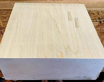 Hermoso cuenco de arce duro secado al horno en blanco de 6" x 6" x 4"