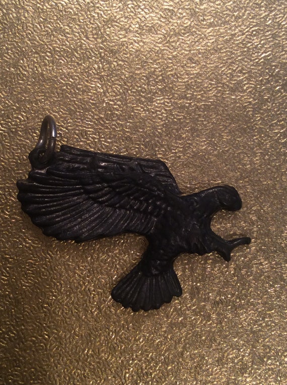 HAWK CHARM or PENDANT Bird of Prey  - in Etched M… - image 2