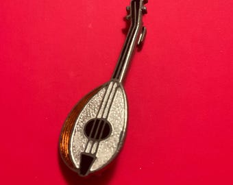 ANTIQUE MANDOLIN PIN Enamel or Brooch