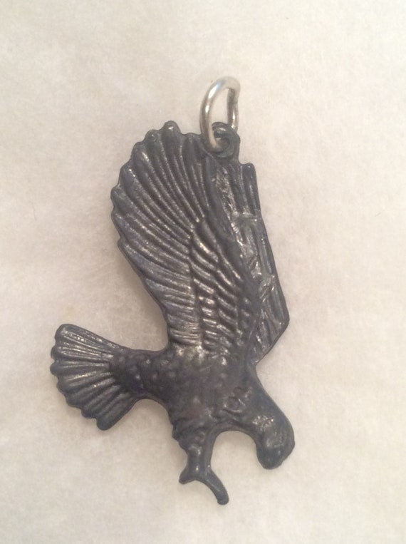 HAWK CHARM or PENDANT Bird of Prey  - in Etched M… - image 5