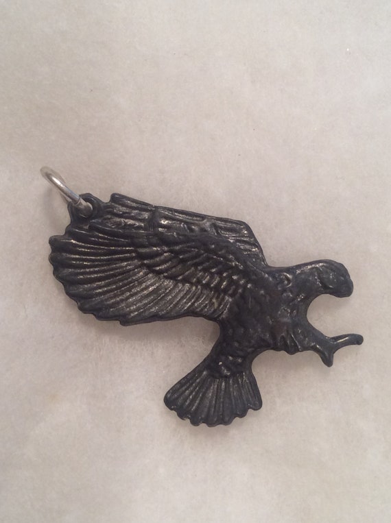 HAWK CHARM or PENDANT Bird of Prey  - in Etched M… - image 1