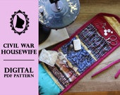 Authentic, Civil War Era, Victorian Era, Housewife Hussif Kit, Sewing Roll, Digital PDF Sewing Pattern